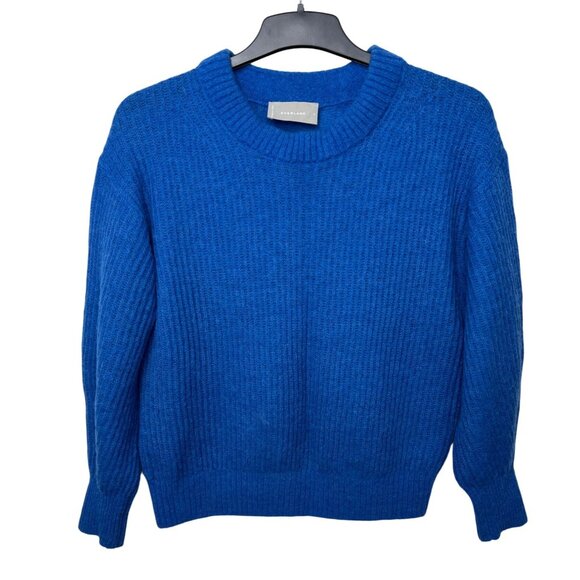 Everlane Women Blue Crewneck Sweater Alpaca Wool Merino Ribbed Knit Design Small - Picture 2 of 11